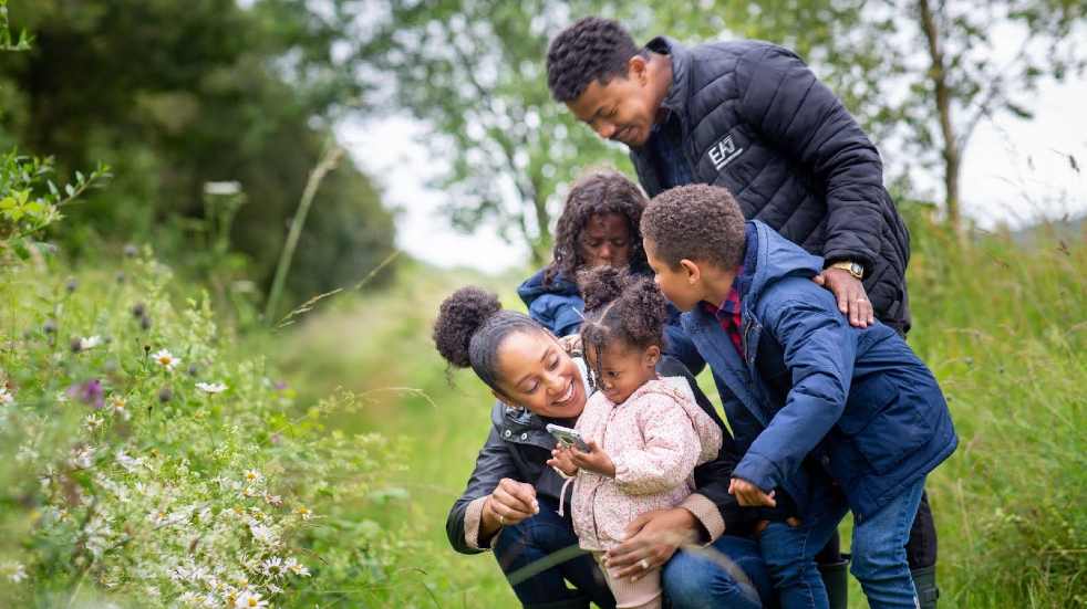 Family having a nature walk